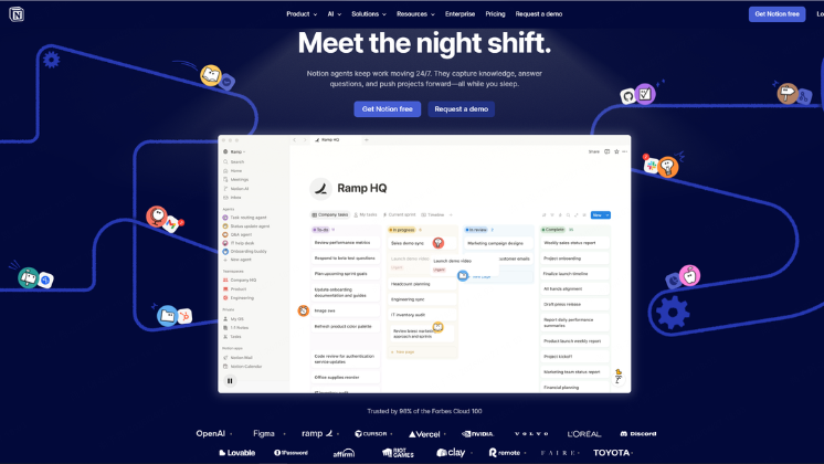Screenshot of Notion's website.